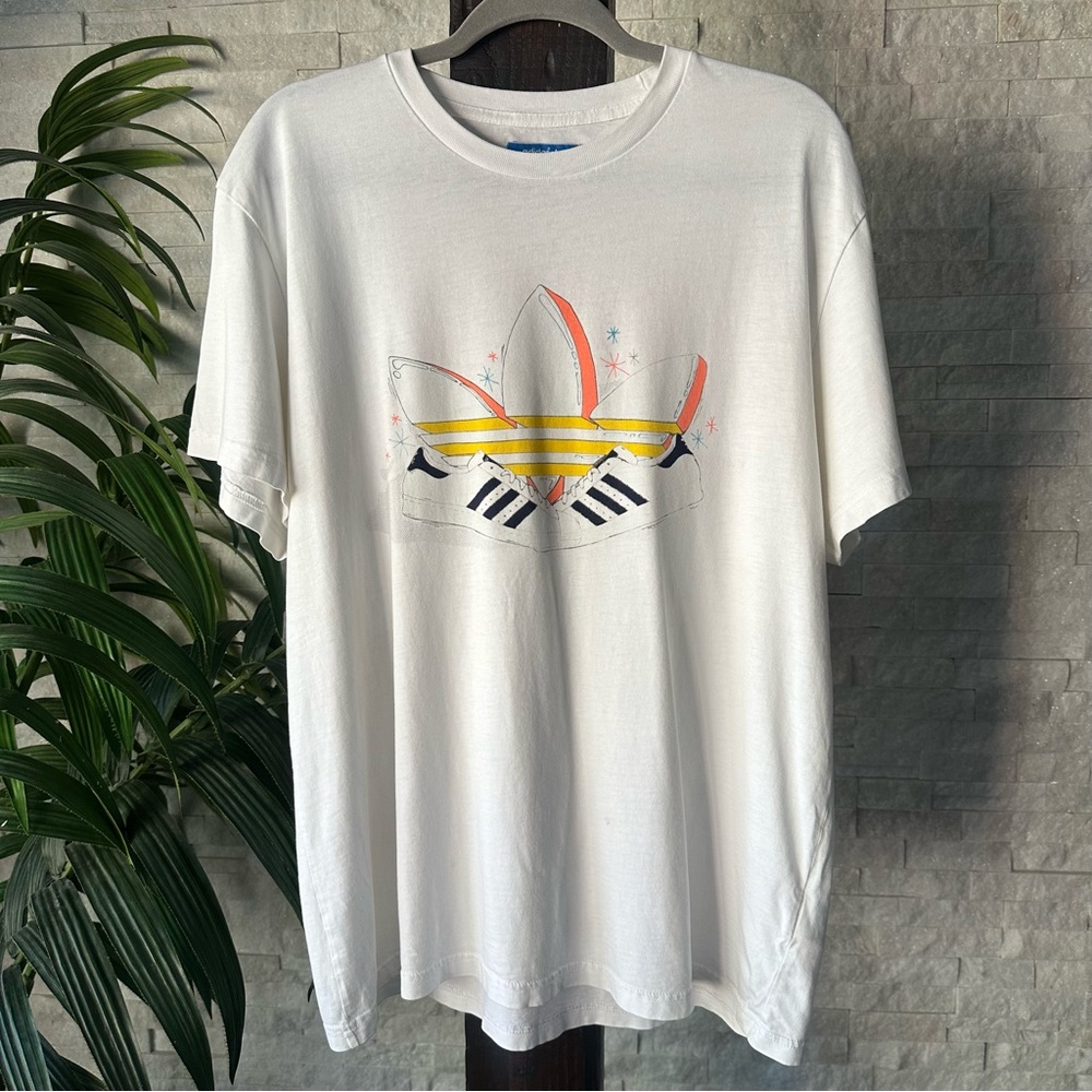 Adidas Logo White Graphic Samba Sneaker Organic Cotton Blend Tee Shirt Size 2XL